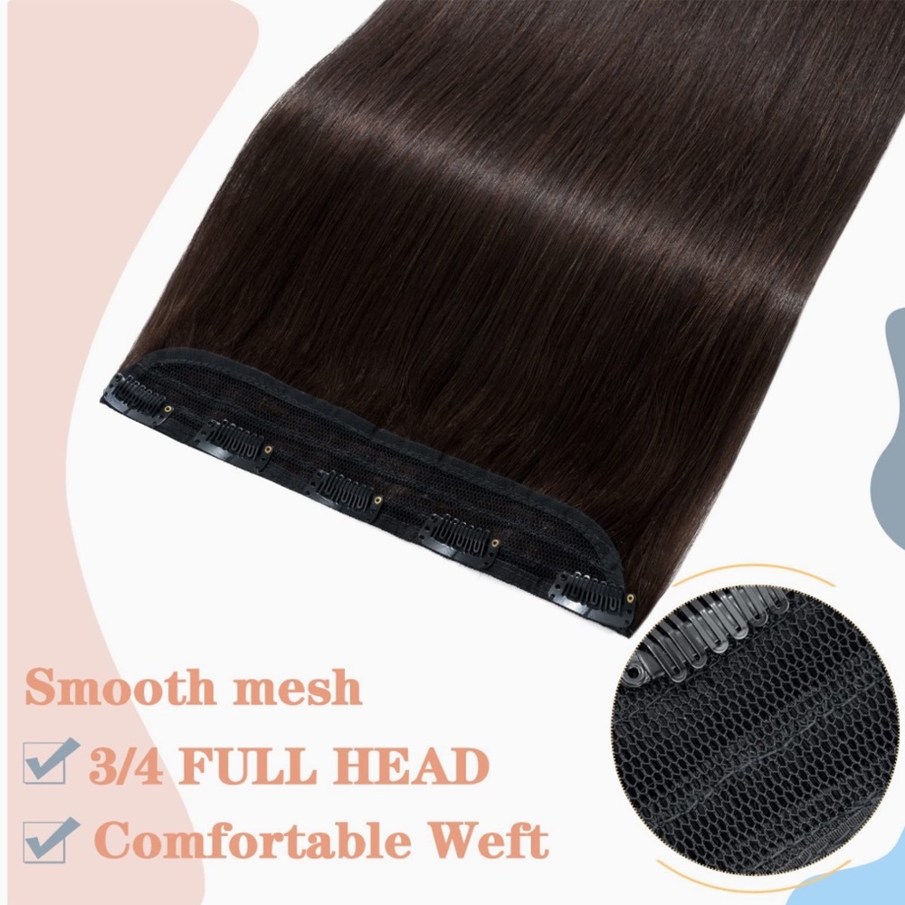 S-noilite Clip-In 100% Real Remy Human Hair Extensions One Piece Weft Clip Brown - Picture 5 of 10